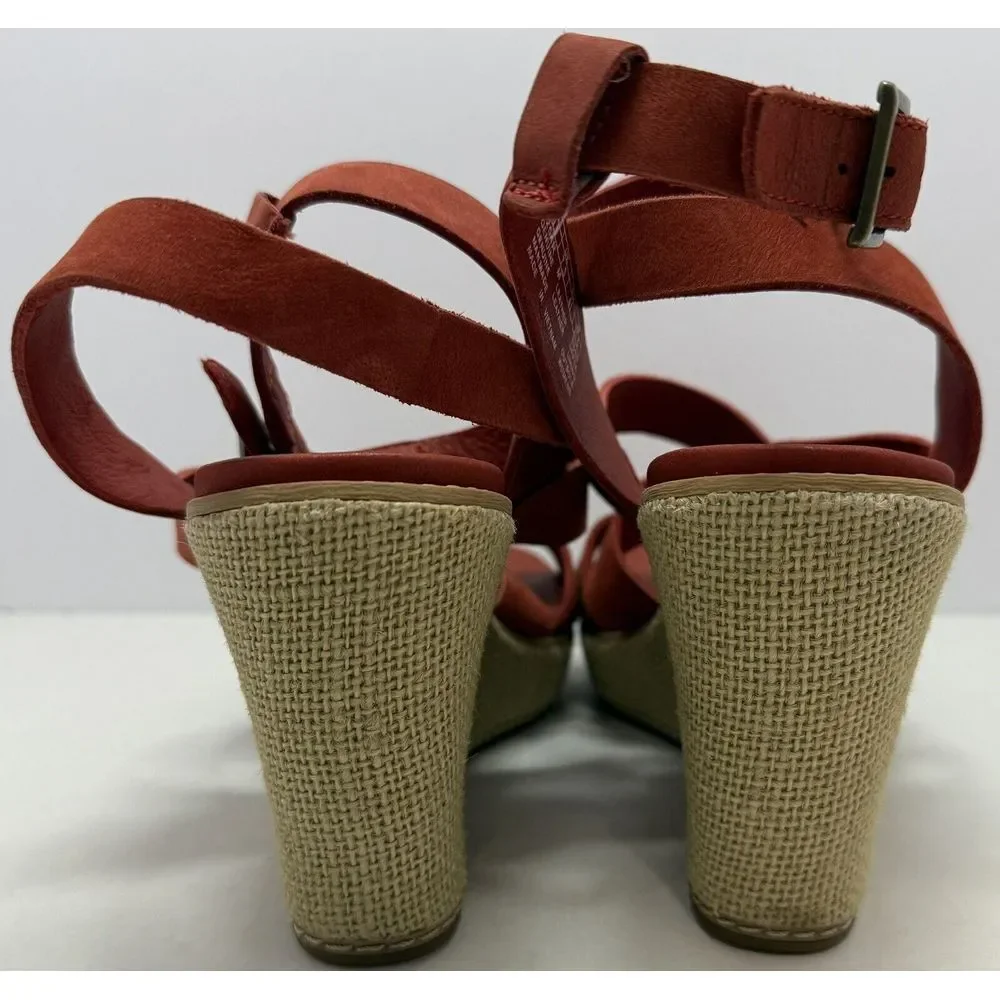 Timberland Earthkeepers Dark Orange Rust Red‎ Wedge Sandals SZ 9.5M